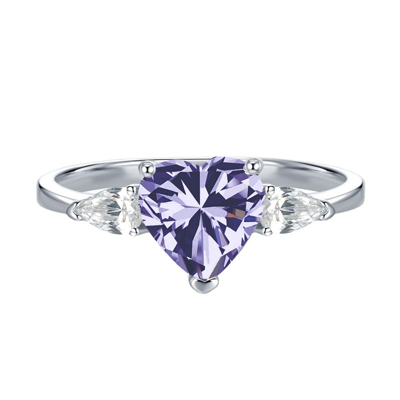 2024 nuevo corazón de plata S925 8 * 82 quilates color Moissanite Seiko completo diamantes anillo micro-incrustado Europa y América transfronterizos