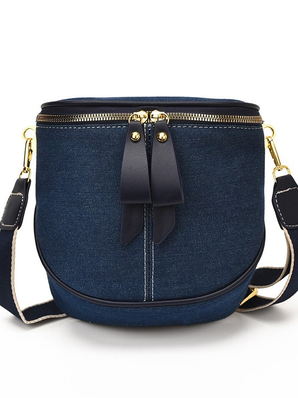 Cross-border bolsos de denim de color contrastante 2026 nuevo nicho de textura superior versátil mochila de hombro