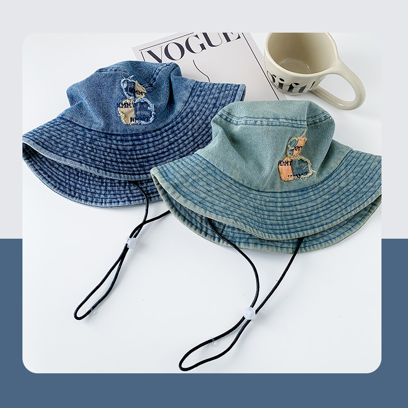 Oso vaquero sombrero de pescador primavera y verano para mujer nuevo estilo japonés todo-fósforo cabeza grande sombra protector solar sombrero de cuenca retro cara pequeña