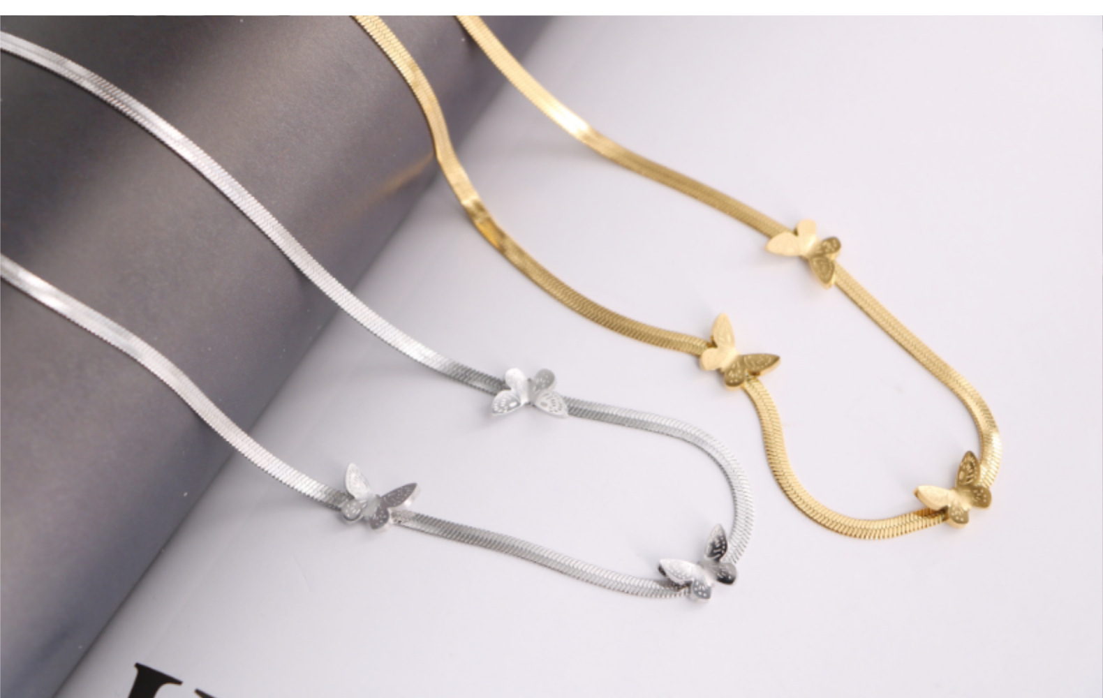 Fashion Butterfly Titanium Steel Bracelets Necklace 1 Piece