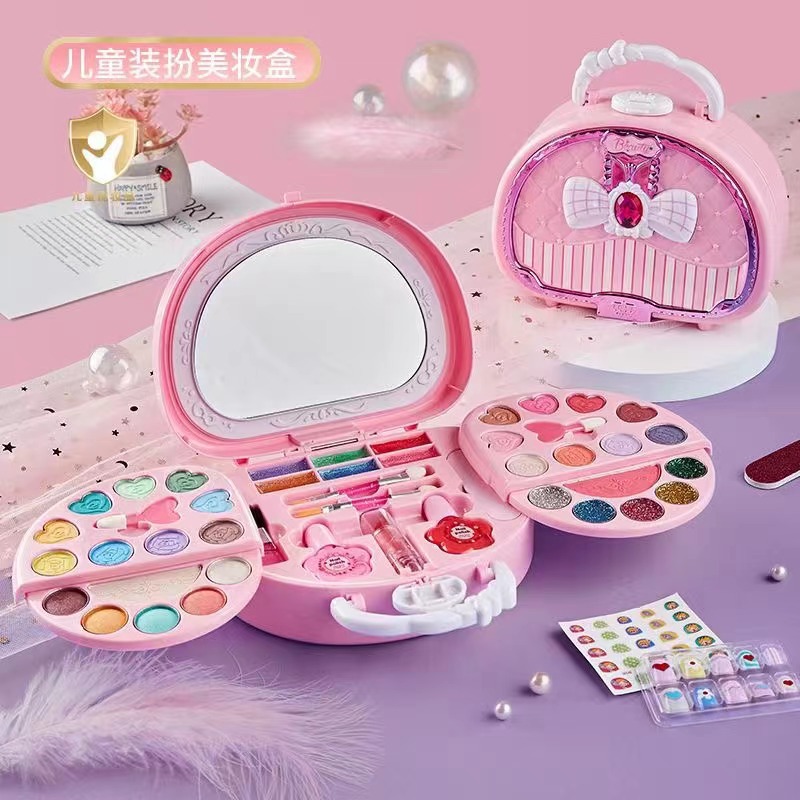 Set de Cosméticos Infantiles Transfronterizo, Juguetes para Niñas, Juego de Imitación de Pastel, Maletín de Maquillaje de Princesa, Maleta de Maquillaje