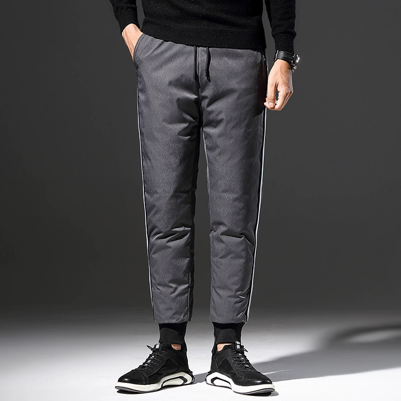 2021 Зимние новые пуховые брюки, мужские уличные легкие брюки, мужские утолщенные теплые белые брюки на утином пуху