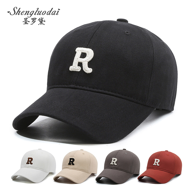 Sombrero de béisbol con borde de cabeza grande estándar R para hombres y mujeres, nuevos estudiantes, primavera y otoño, cara pequeña versión coreana, techo duro, borde corto, pato nuevo