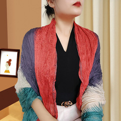透氣壓皺防曬大絲巾圍巾女夏季新款時尚百搭薄款空調披肩秋冬兩用