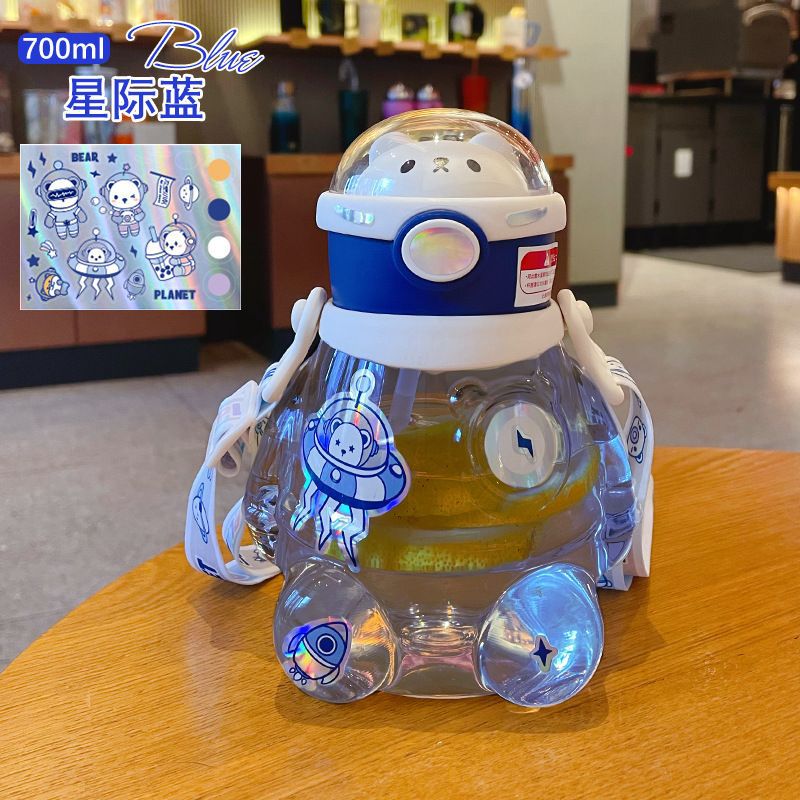 Taza con pajita linda para la escuela de verano, alto valor, gran capacidad y pajita portátil, taza de agua para niños.