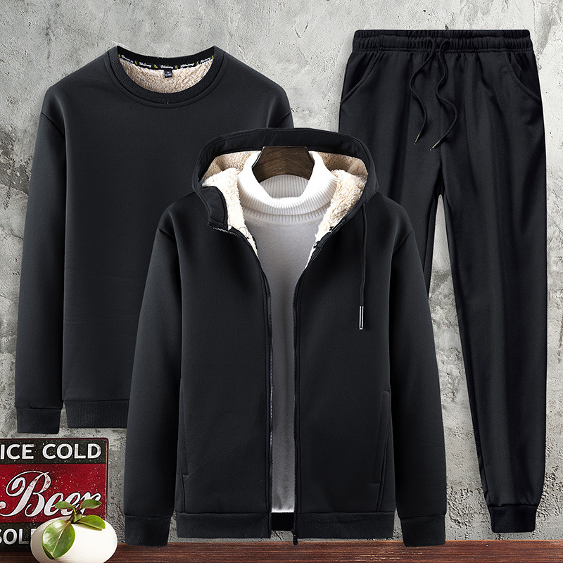 Amazon AliExpress hombres de lana forrada con capucha engrosada traje de lana de cordero suéter cálido suéter cardigan