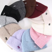 小狐狸毛线帽女秋冬季可爱萌趣刺绣针织帽显脸小护耳加厚包头帽男