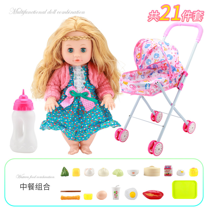 Fábrica directa de juguetes para niños en casa beberán agua, orinarán y cantarán simulación de muñecas conjuntos de juguetes de alimentos