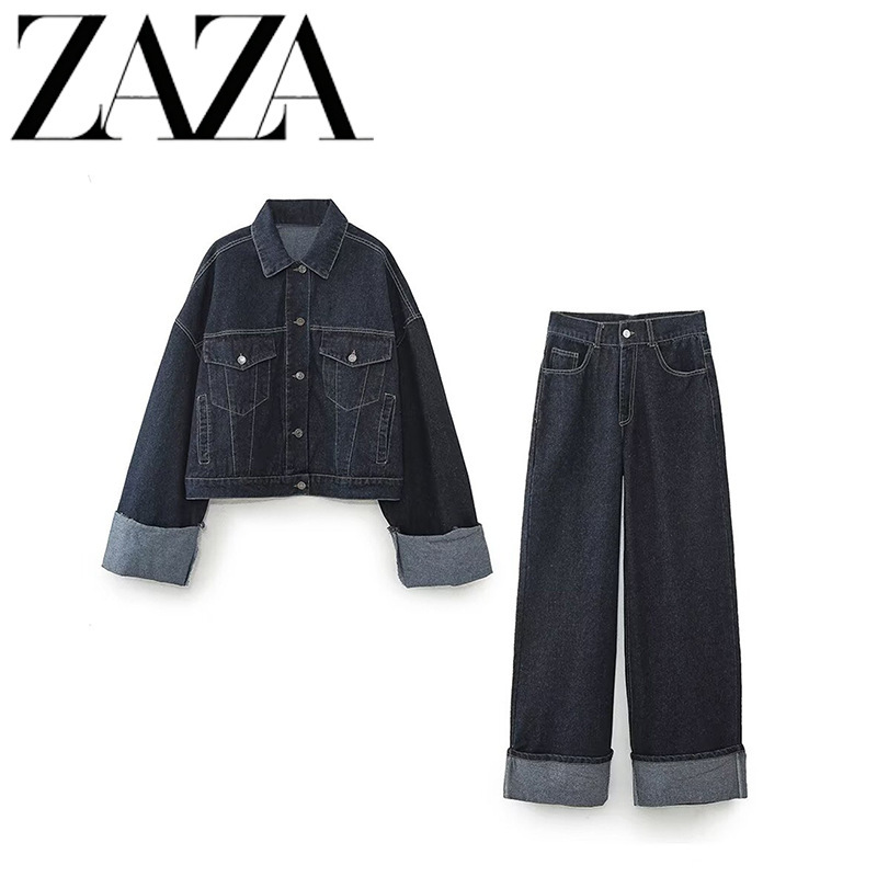 Zaza Self-Made European and American Style Wholesale Women's Clothing, Fashionable and Versatile French-Style Jeans + Denim Jacket Zaza Self-Made European and American Style Wholesale Women's Clothing, Fashionable and Versatile French-Style Jeans + Denim Jacket