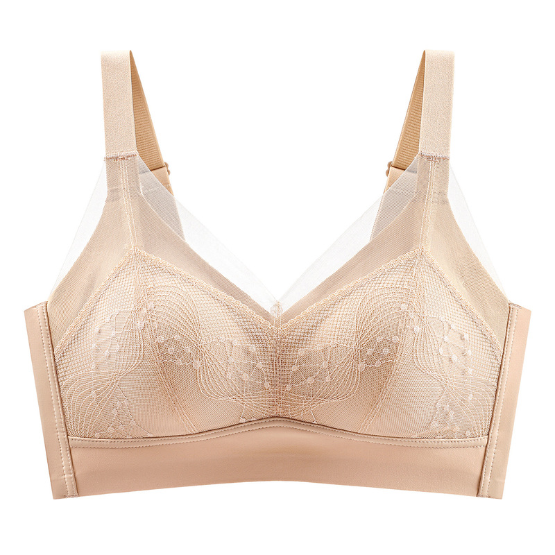 2025新品10A抗菌蚕丝乳胶养护内衣舒适轻薄大胸显小聚拢大码文胸|undefined
