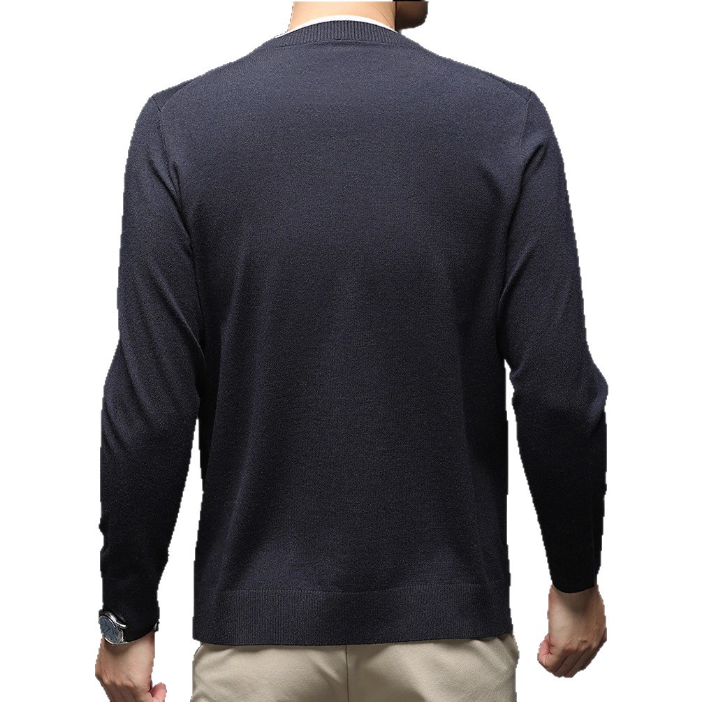 Comercio exterior hombre de punto de color sólido suéter casual de manga larga otoño y invierno nuevo estilo de ropa de hombre chaqueta casual suéter de cuello redondo