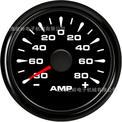 Threaded Installation Ammeter: automobile instrument - black-frame-black-bottom-80a