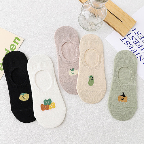 Socks for Women Spring and Summer New Invisible Socks Shallow Mouth Women's Boat Socks Small Fresh Cartoon Short Thin Cotton Women's Socks Wholesale