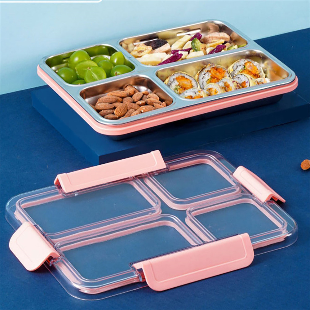 School handheld rectangular dinner plate stainless steel