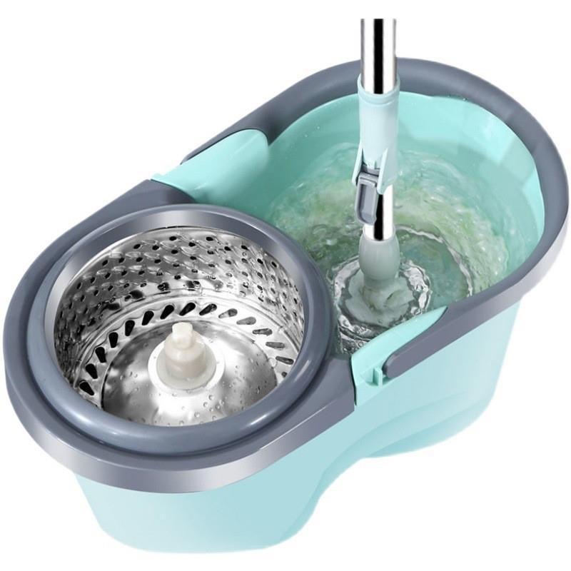 Mop with Bucket Mop Household Hand-Washable Commercial Large Thickened Rotary Mop Bucket Round Head Large Mop