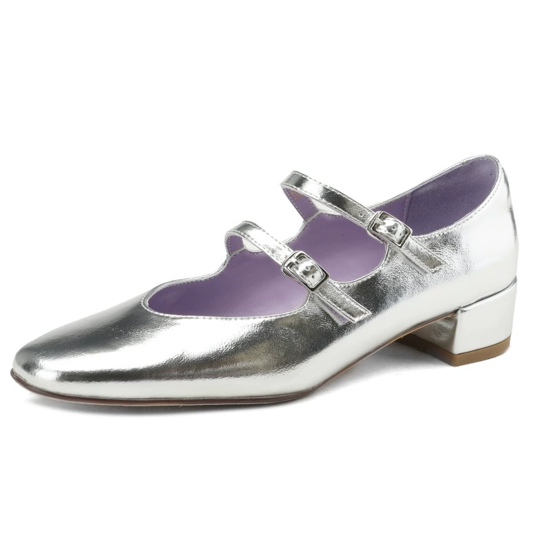 2023 Новый весна Кракет rough heading Silver Mary Zhen Shoes двойной затирание толстой подошвы обувь 3340 ярдов