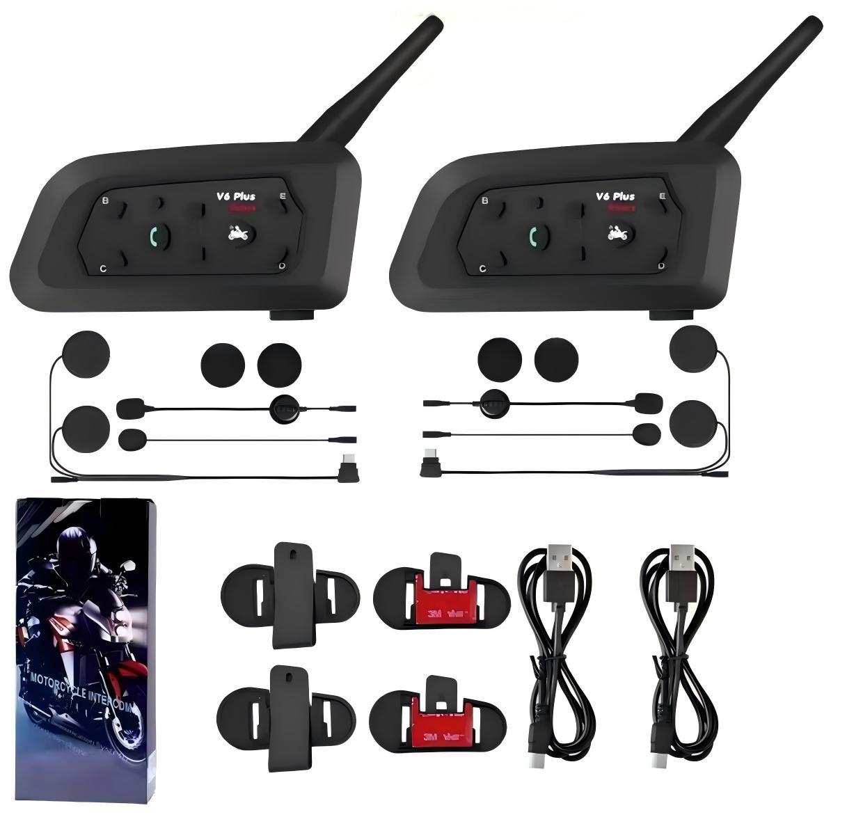 V6 Helmet Bluetooth Intercom Headset 1-to-5 Real-Time Intercom 1500m for Cycling and Skiing Cross-Border Ipx6 Waterproof