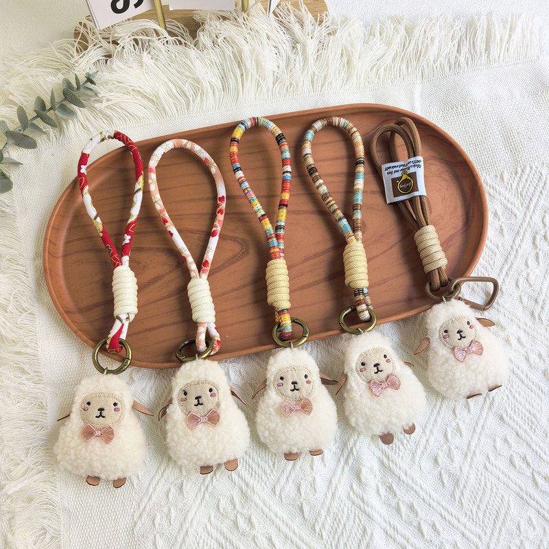 Japanese-style cute little lamb plush doll bag charm, soft and adorable cartoon pendant, fashionable key accessory, wholesale gift Japanese-style cute little lamb plush doll bag charm, soft and adorable cartoon pendant, fashionable key accessory, wholesale gift