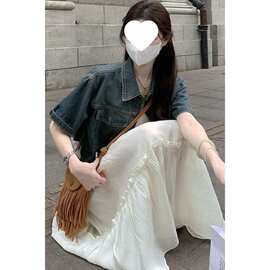 纯欲风雪纺连衣裙女夏季高级感遮肚子显瘦短款小外套+吊带裙套装