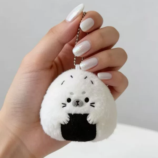 Rice Ball Seal Plush Pendant, Cute Girl Backpack Decoration, Healing-Style Small Doll Keychain