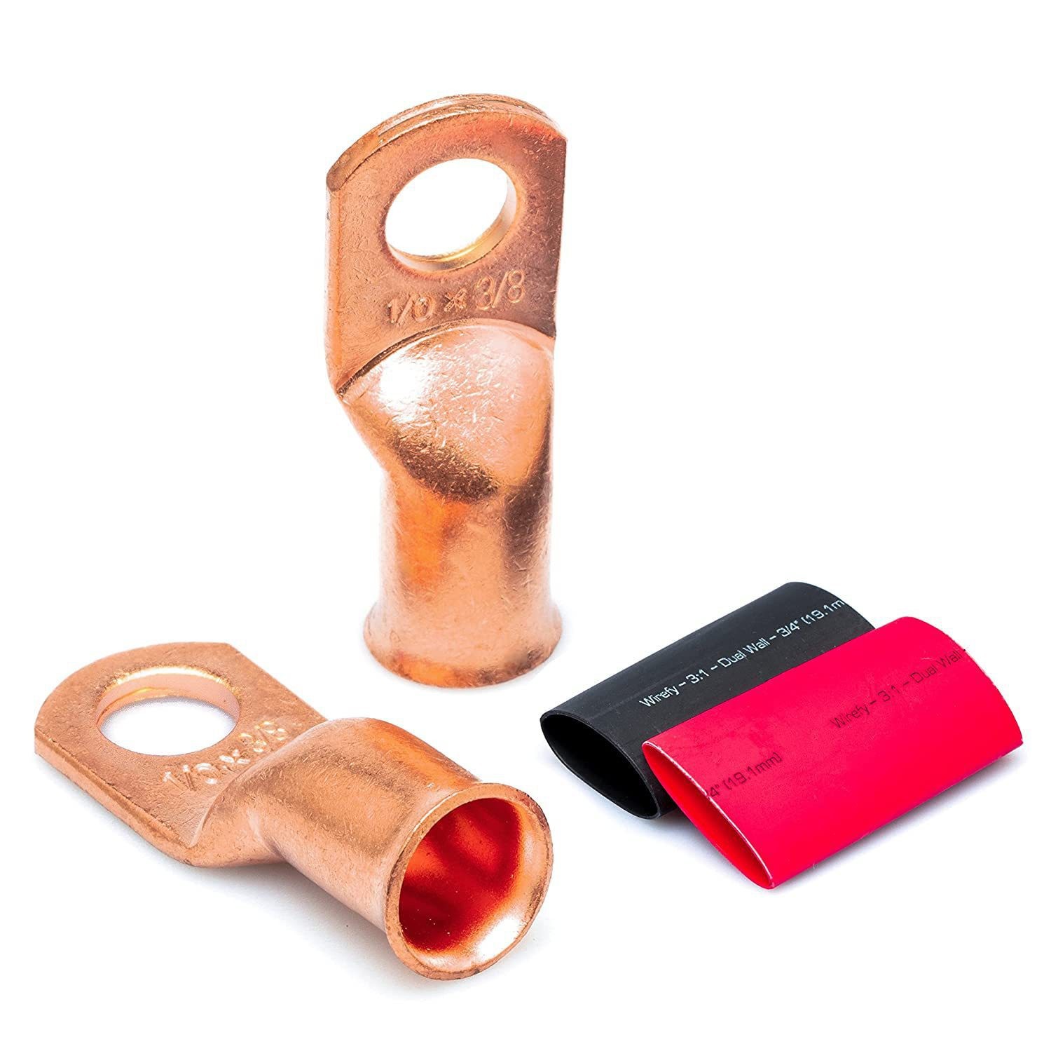 Cross-Border Supply of American Standard Awg Terminals with 2:1 Heat Shrink Tube Gold Copper Cable Lug Battery Terminal 3:1 Acid Wash