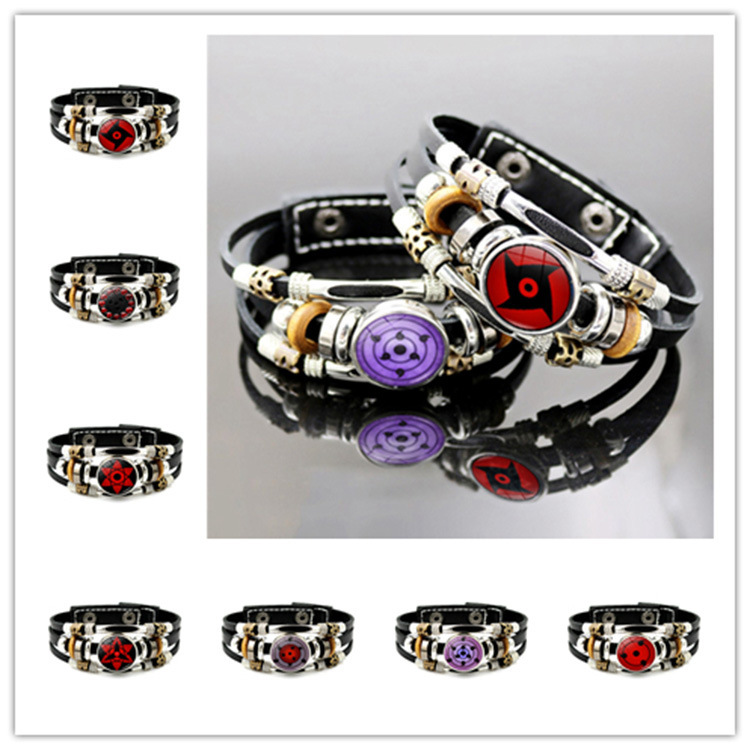 Naruto punk bracelet for men and women students day gift kaleidoscope Sharingan animation peripheral bracelet jewelry