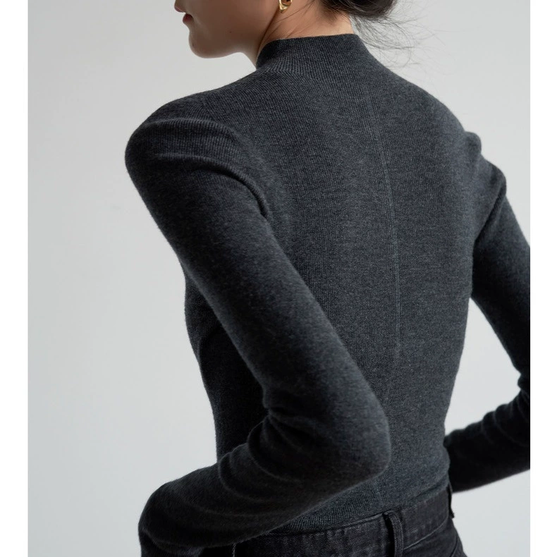 SS STUDIO тяжелая машинная стираемая шерстяная рубашка с половинным вырезом/с высоким воротником нижняя рубашка женская осень-зима нижняя рубашка