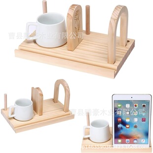 Cross-Border Wooden Storage Tray Household Multi-Functional Desktop Organizer Office Desktop Book Tea Cup Storage Rack