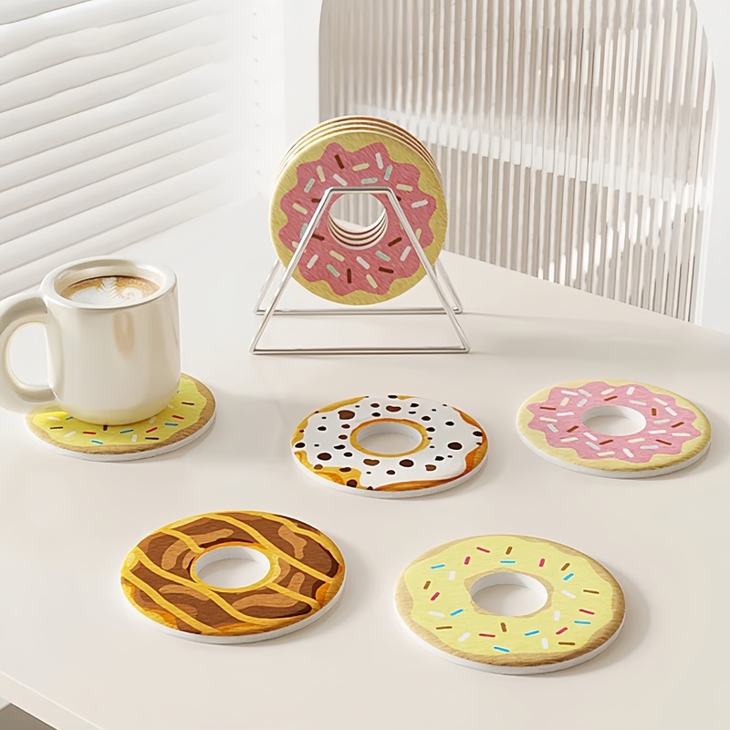 ドーナツラウンド珪藻泥コースターパッドオフィスデスクトップティーカップウォーターカップ吸収性収納パッドダイニングテーブル断熱パッド|undefined