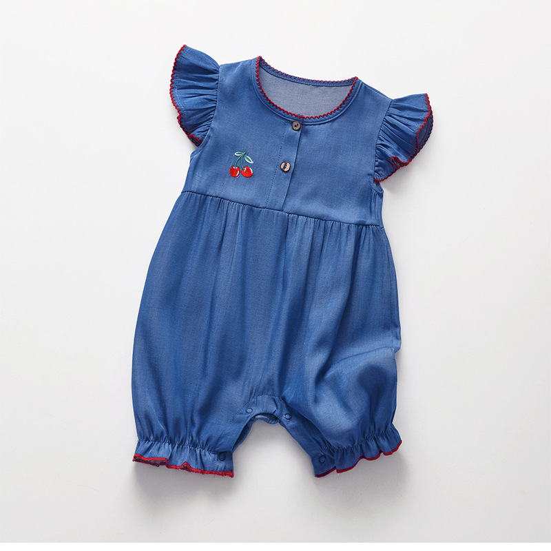Denim summer newborn baby girl sleeveless jumpsuit ha-coat princess summer foreign trade cross-border
