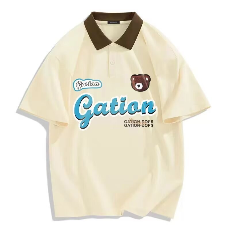 Camisa menos ropa estilo universitario camisa polo manga corta Camiseta hombres y mujeres verano estilo Hong Kong ins Class ropa solapa media manga camiseta