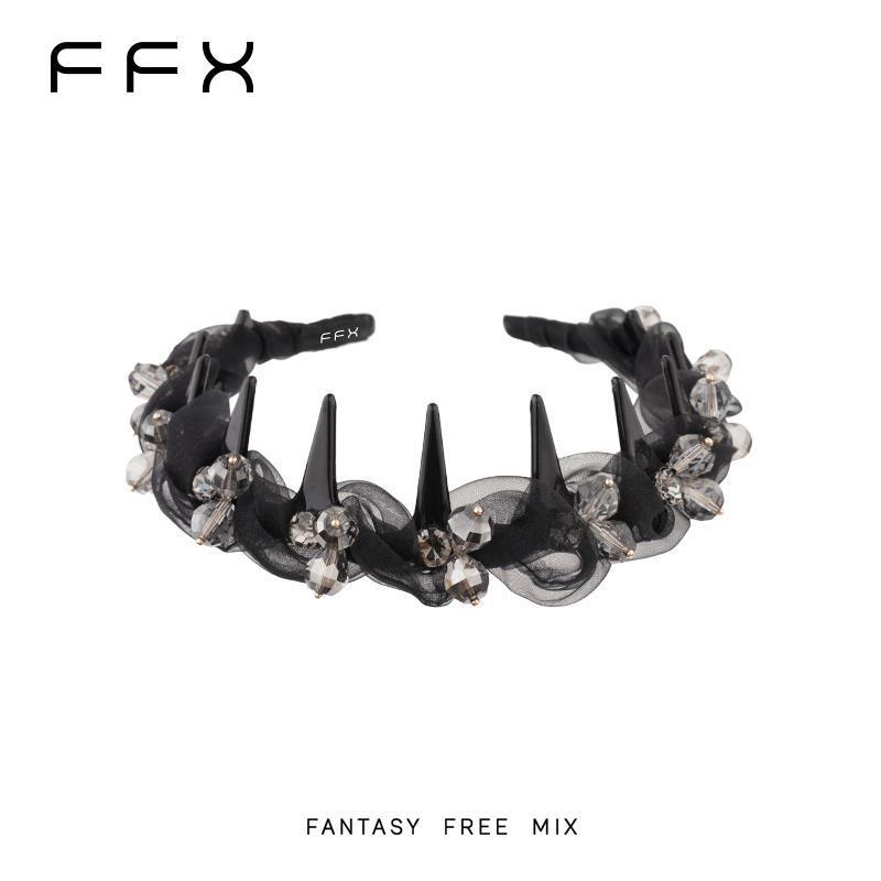 弗弗西FFX简约时尚网纱齿梳发箍晨曦沙雾日常外戴高颅顶发卡头饰|undefined