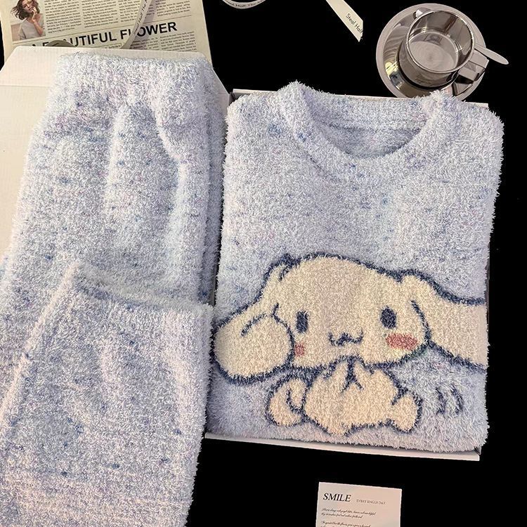 2024 nuevo perro japonés de jade guisante pijama de camello de mitad de invierno mujeres de coral espesar ropa de hogar suave y suave