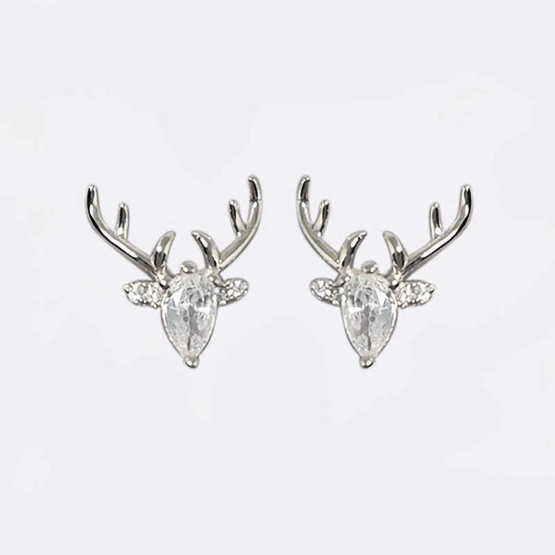 Cao Shi cute inlaid geometric zircon deer earrings for women Christmas fashion earrings exquisite matching earrings_voghion.com