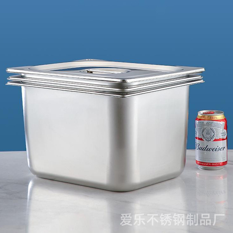 304不锈钢份数盆批发餐盆带盖食堂用盛菜盆长方形盆冰激凌果酱盆|undefined