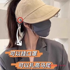 女性用中空日よけ帽子 2025 新しいスタイルはハイポニーテールに結び付けてマスクを掛けることができます大きなつばの帽子アヒルの舌漁師の帽子