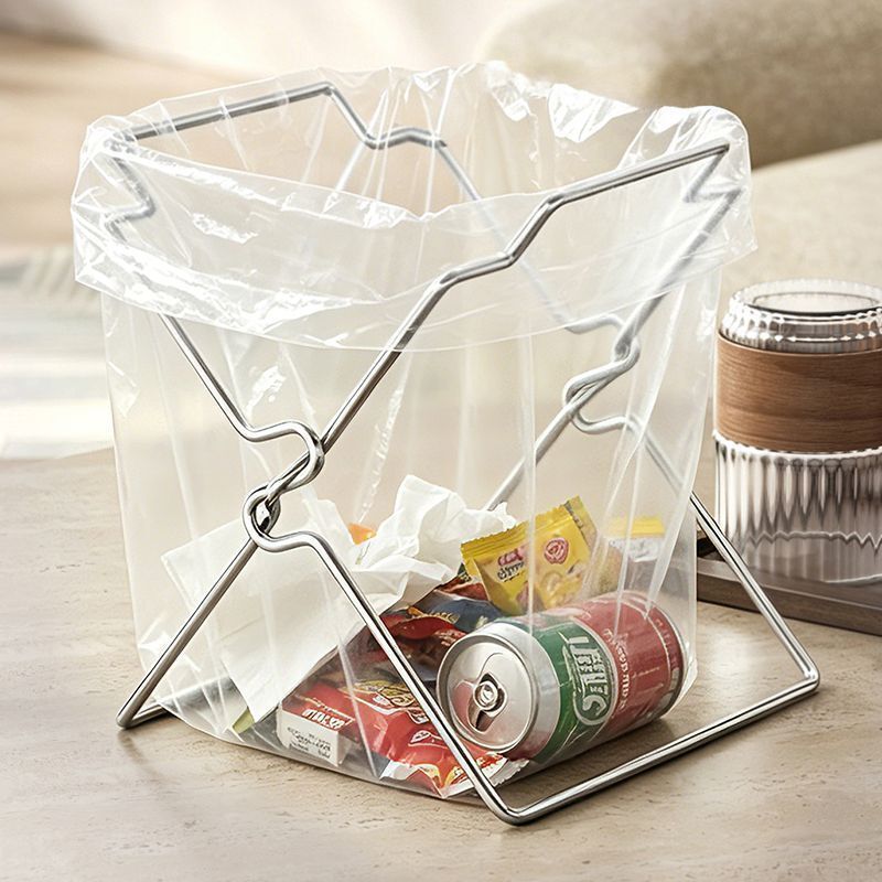 Stainless Steel Kitchen Garbage Bag Rack, Foldable Desktop Storage Rack, Open-Top, Moisture-Proof, Rust-Proof Garbage Bin Stainless Steel Kitchen Garbage Bag Rack, Foldable Desktop Storage Rack, Open-Top, Moisture-Proof, Rust-Proof Garbage Bin