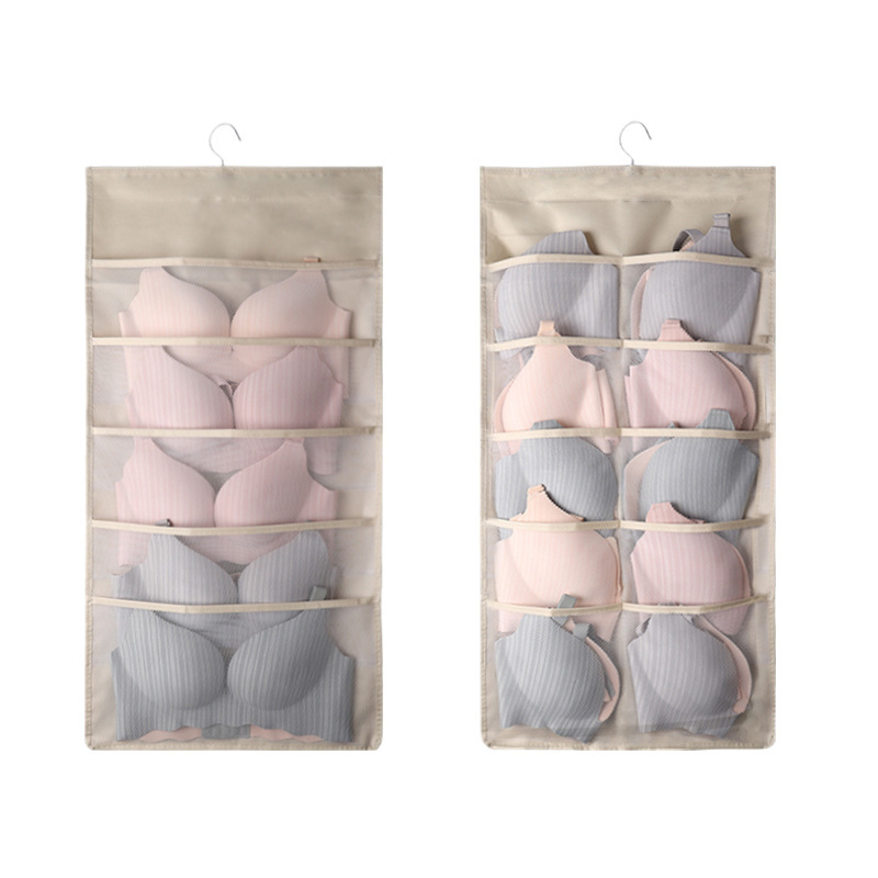 Tejora de pared ropa interior bolsa de almacenamiento calcetines bolsa de almacenamiento armario doméstico ropa interior colgante bolsa de almacenamiento doble cara mayorista