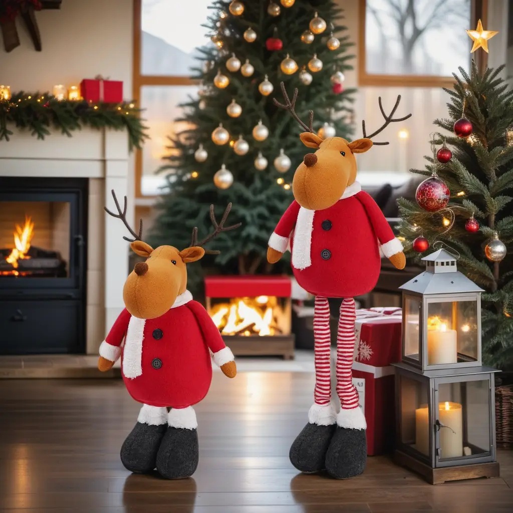 Transfronteriza nueva Navidad muñeca ciervo retráctil regalo de Navidad adornos de decoración de Navidad