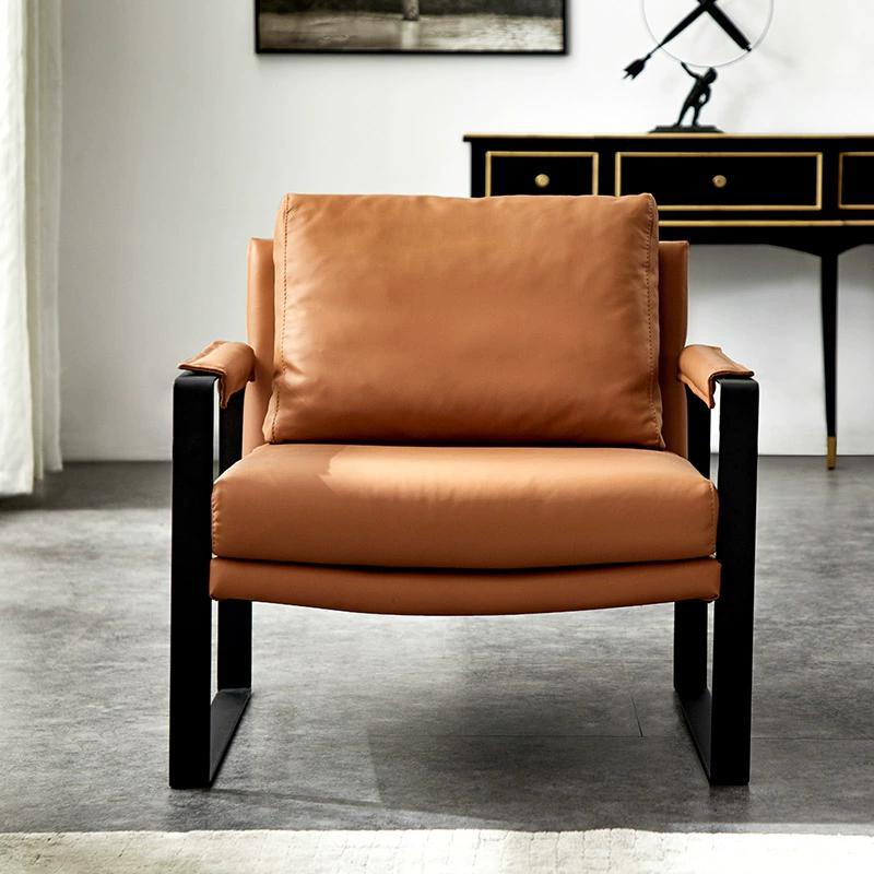 Sofá de cuero italiano industrial de viento retro retro nórdico respaldo balcón dormitorio silla de trago