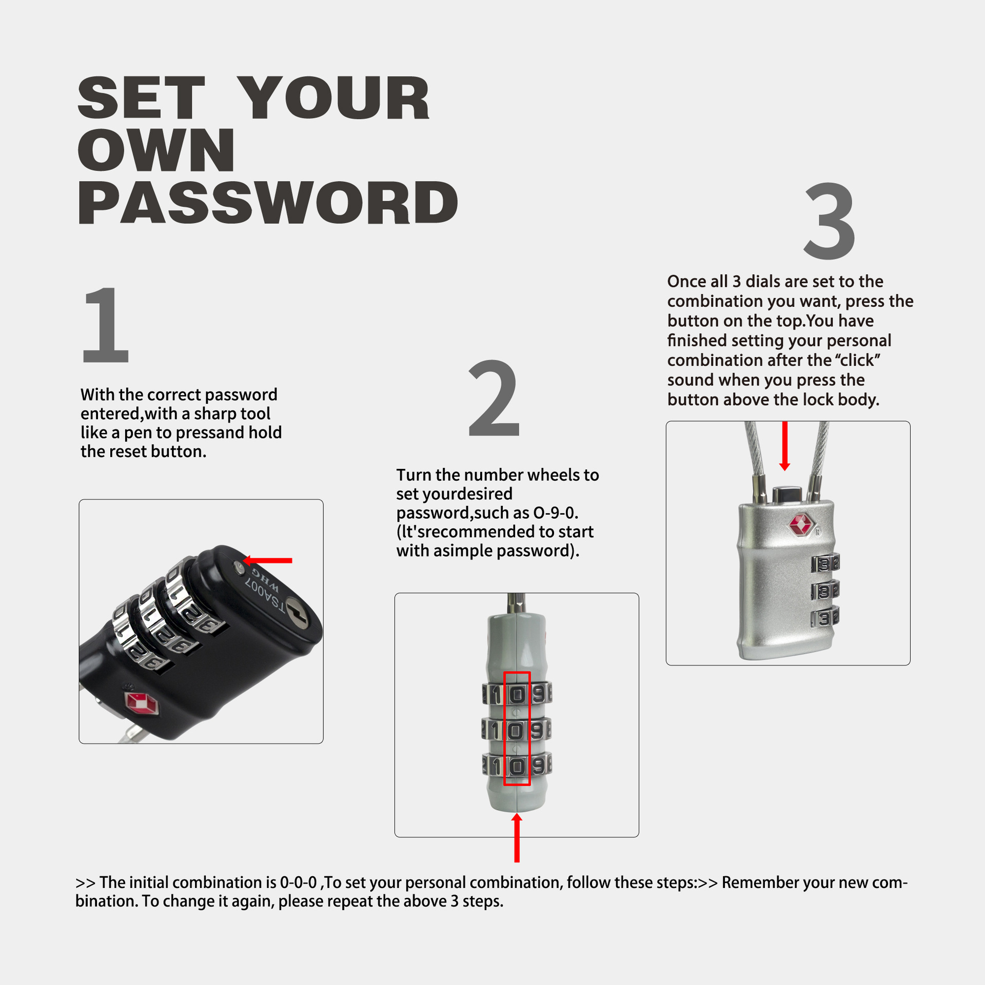 Customs Lock Zinc Alloy Travel Bag Gym Wire Rope TSA Customs Password Padlock Password Lock 14ST 4