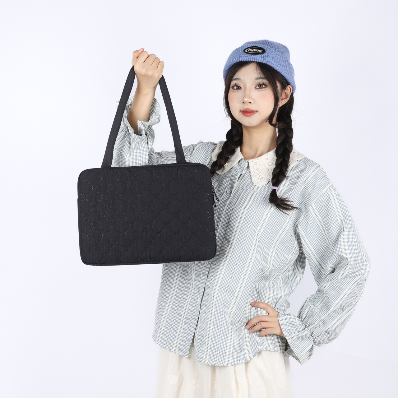 College Student Commuting Tote Bag for Women, Stylish and Fashionable Shoulder Bag, Versatile and Simple Bow-Knot Quilted Underarm Bag