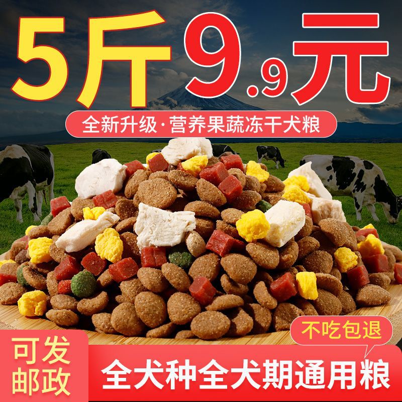 狗粮5斤10斤通用成犬幼犬泰迪金毛比熊土狗20斤中大型犬大袋批发