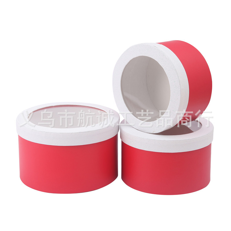 亮晶晶闪光纸开窗透明pvc天地盖惊喜礼盒圆形生日蛋糕鲜花包装盒