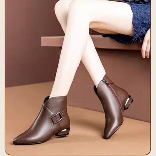 Autumn and Winter He Low Tube European and American Fashion Low Heel Korean Version Middle-aged and Elderly Ladieswear Women's Shoes Martin Boots Wholesale