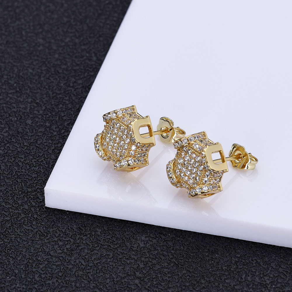 hip hop personality new full diamond men's earrings trendy jewelry high end zircon earrings_voghion.com