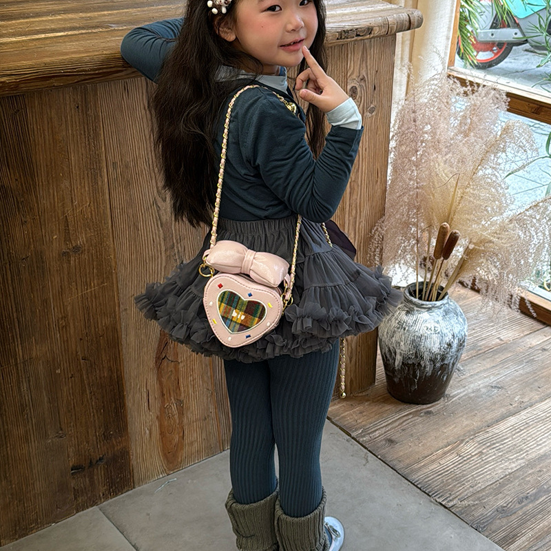 Coreana chica amor bolso de moda cadena mini lindo bebé bolso de hombro dulce arco bolso para niños