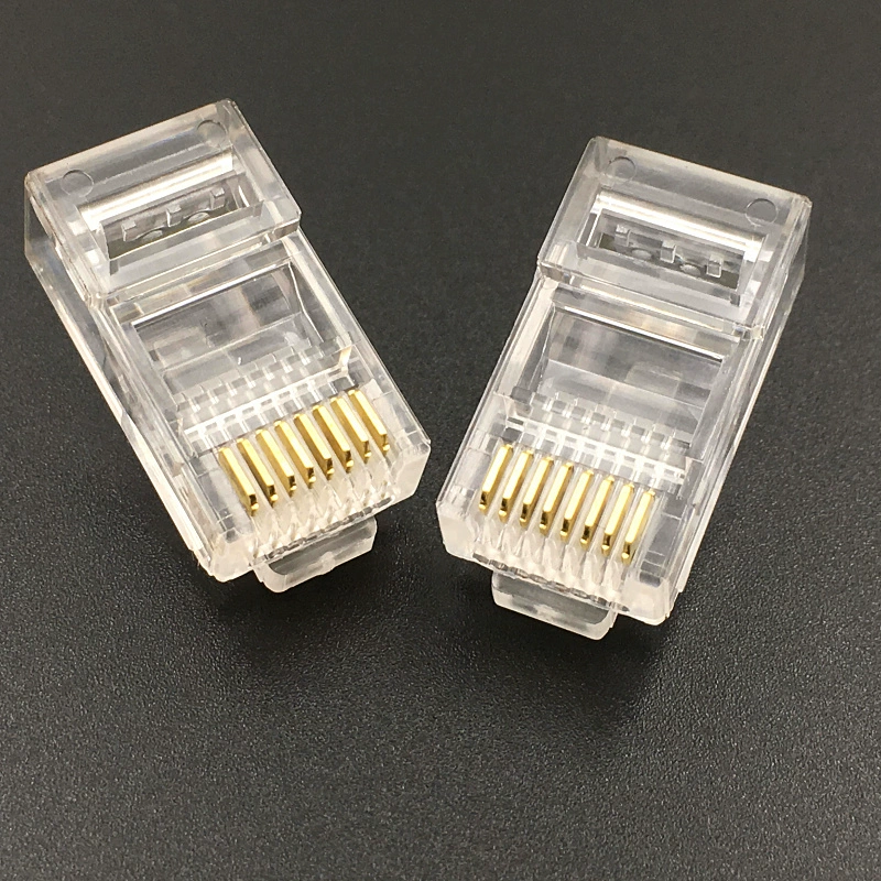 Кристаллический разъем для сети, тип с отверстием — супер, CAT6, шесть типов отверстий, двунаправленный золотистое покрытие, медные контакты