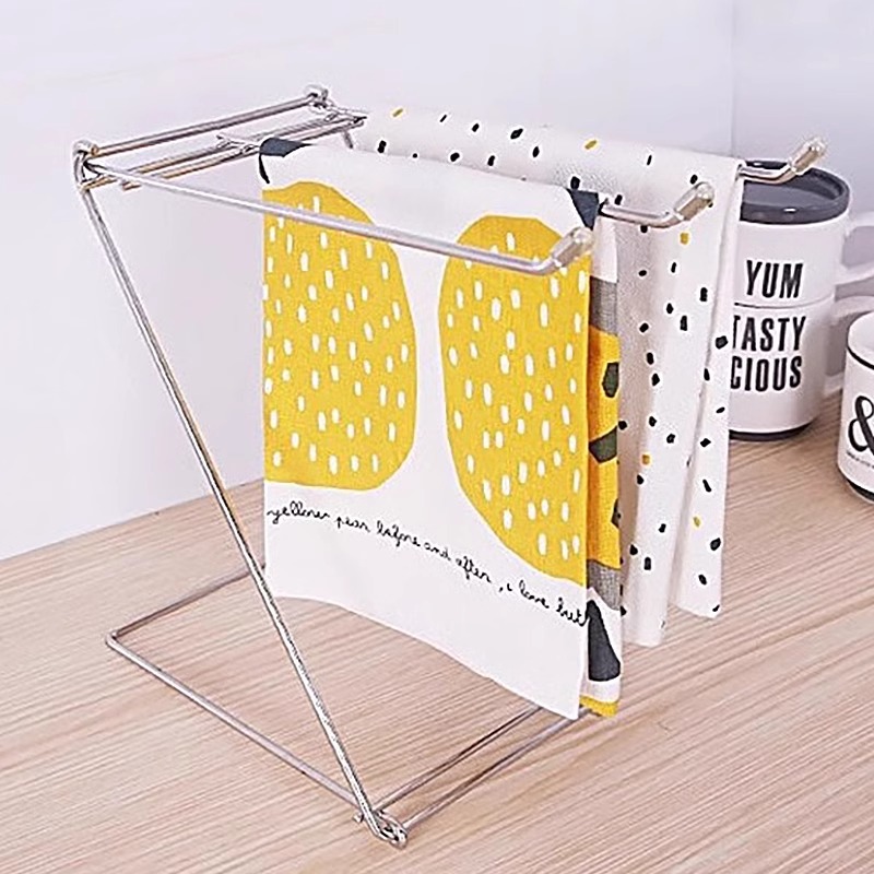 Ins-style Korean minimalist foldable stainless steel cloth rack towel rack kitchen drain drying rack storage gadget