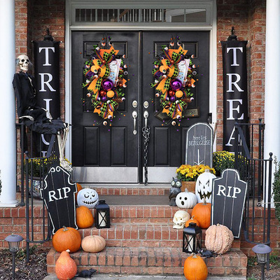 跨境新款萬聖節裝飾紗布壁挂 眼珠子門挂鬼屋挂件恐怖派對道具